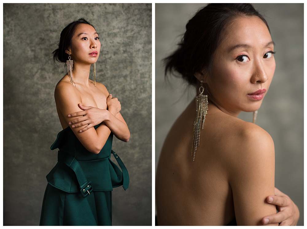 female-photographer-london-girl-with-slipped-down-dress-boudoir-look-wearing-crystal-chandlier-earrings