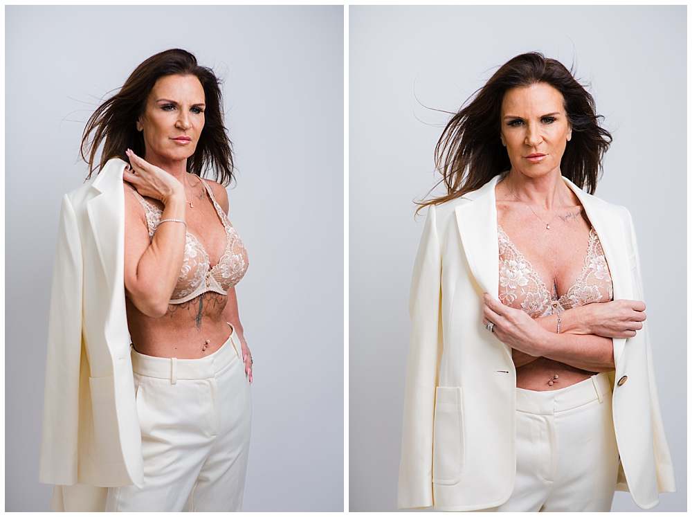 mature-boudoir-london-photographer-studio-middle-age-woman-in-bra-and-white-suit