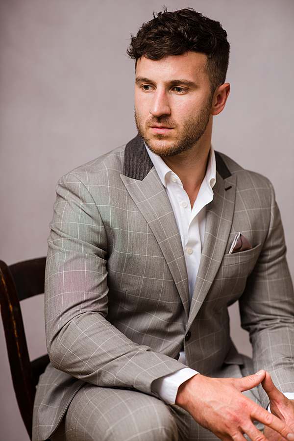Male portrait photography in sitting pose
